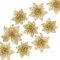 Naler 24-teilig Weihnachtsblumen Glitzer Blumen Weihnachten Deko Weihnachtsbaumschmuck Poinsettia für Weihnachtsbaum Adventskranz, Gold