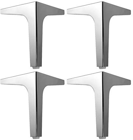 Jolan 4 Pieds Triangulaires en Métal,Pieds De Meubles en Fer,Stable/Portable,Confortable Au Toucher, Pieds De Table De Sécurité,Porteur 800KG,Jambes De Remplacement,Argent,10cm