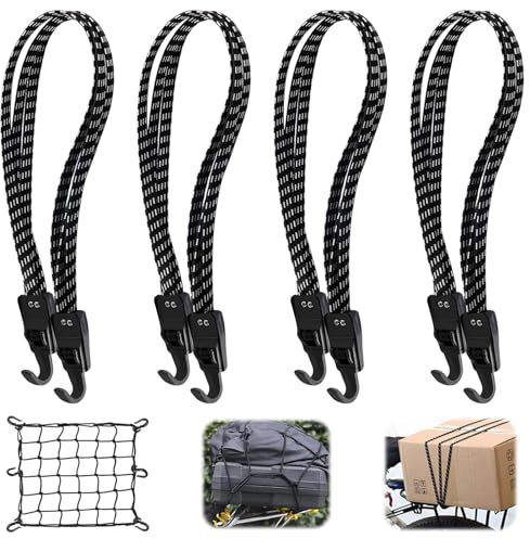 4 Stücke Gepäckträger Spanngurt,Fahrrad Spanngurt,spanngurte Motorrad Gepäck,mit Haken Gepäckträger Spanngurte, Fahrrad spanngurt Verstellbar Für Gepäck,Fahrradgepäck 60cm-110cm Schwarz