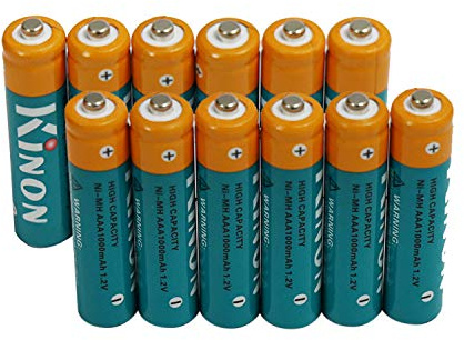 Kinon Piles Rechargeables AAA Ni-Mh 1.2V 1000mAh (12 pièces) pour téléphone sans Fil échelle électrique à Distance Souris sans Fil Paysage Chemin lumière