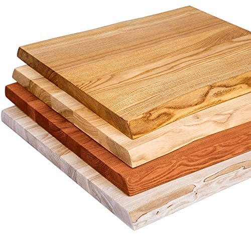 LAMO Manufaktur Tischplatte Massivholz für Couchtisch Nachttisch Beistelltisch Baumkante 60x40 cm, Roh, LHB-01-A-001-604