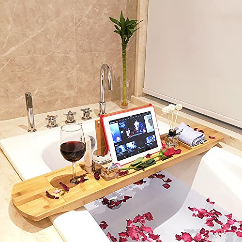 Badablage Für Badewanne, Bambusholz Badewanne Rack Mit Handtuch Fach Badezimmer Aufrätigstätte Aufbewahrungslager Caddy Organizer, Geschenk Für Weihnachten
