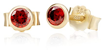 NKlaus Paar 4,0mm 333 Gelb Gold 8 Karat Ohrstecker Kristall Zirkonia Granat Butterfly Verschluss Damen Mädchen 3372