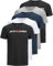 JACK & JONES Herren 5er-Set T-Shirts in verschiedenen Styles, Prints und Farben aus Baumwolle (Corp Mix 1, L)