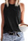 GeGekoko Damen Tank Top Ärmellose Oberteile Sommer Tanktops Rundhals Blusentop Basic Baumwolle Strand Tops Sexy Vest Bluse Schwarz L