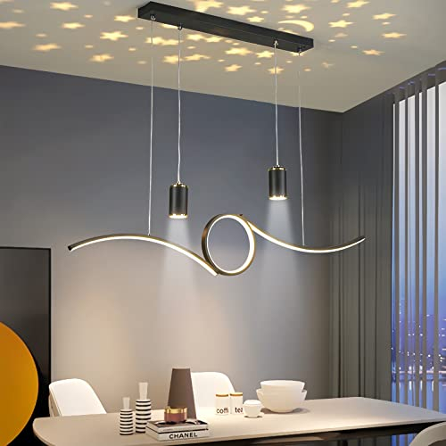 Bellastein Moderne Esstischlampe LED Esszimmer Hängelampe Dimmbar Pendelleuchte Höhenverstellbar Pendellampe für Wohnzimmer Schlafzimmer Hotel Küche Büro Hängeleuchte (Schwarz)