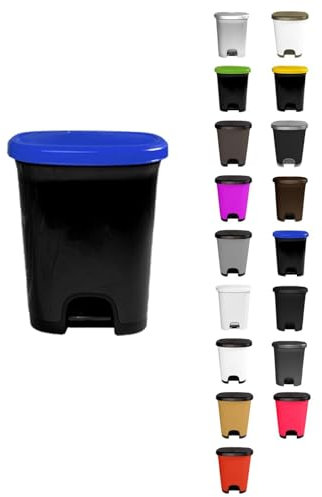 JARDIN202 - Cubo basura plástico moderno | Apertura con pedal | Cubo reciclar | 27 litros (Azul - Negro)