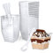 CoKeeSun 30 Pcs Dessert Cups with Spoons 115ml/4oz Square Dessert Cups Set Reusable Plastic Dessert Pots for Dessert Pudding Mousse Ice Cream Cheesecake