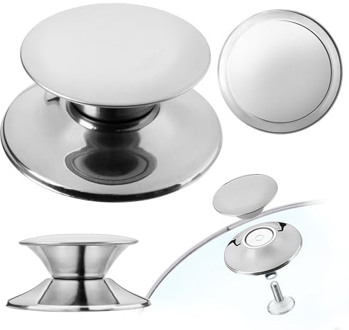 KADAX Topfdeckelgriff, feuerfester Deckelknopf aus Kunststoff und Edelstahl, universaler Haltegriff für Topfdeckel, Topfdeckelknopf für Glasdeckel (Silber)