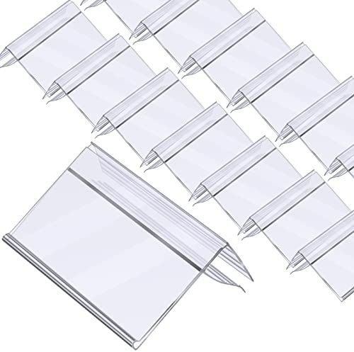 Qunclay Regaletikettenhalter, 3,2 x 7,6 cm, transparent, Kunststoff, zum Anklipsen, Regaletiketten für Drahtregale, 0,3 cm bis 0,4 cm, Holz, Glas, Schilder, Preisschilder (100 Stück)