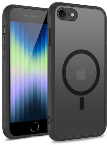 GROZHJAL for iPhone Case,Compatible with Magnetic, Translucent Matte Slim Shockproof Anti-Fingerprint Protective Cover Phone case iPhone (Black, iPhone SE)