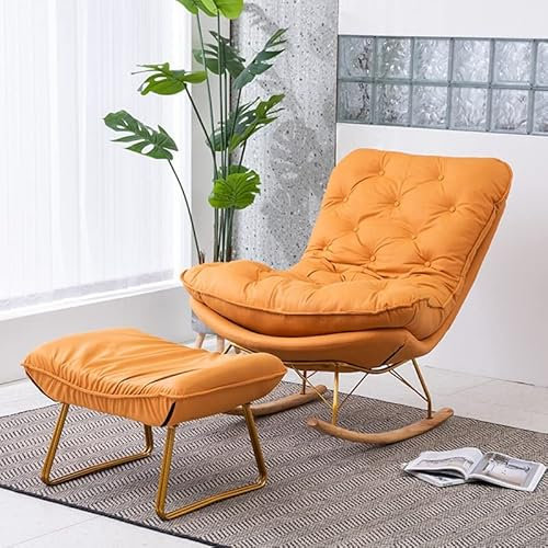 BTZHY Relaxsessel Sessel,Lässiger Haushalts-Schaukelstuhl, Waben-Schaukel-Chaiselounge, mit Untergestell aus massivem Massivholz, bionische Schneckenhausform, mit Stoff gepolsterter Liegestuhl, mi