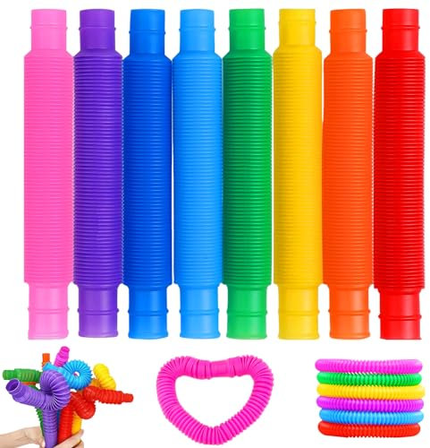 24 Stück Pop Tubes, Mini Röhren Sensorik Spielzeug CONNECTION Bunt Stretchrohr für Kinder Stressabbau
