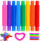 24 Stück Pop Tubes, Mini Röhren Sensorik Spielzeug CONNECTION Bunt Stretchrohr für Kinder Stressabbau
