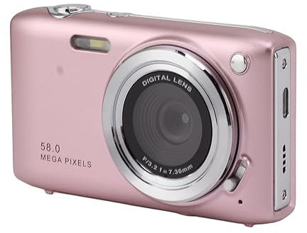 Appareil photo compact, mode beauté automatique, appareil photo numérique 4K, écran IPS fin et léger de 2,88 pouces pour vlogging (rose)
