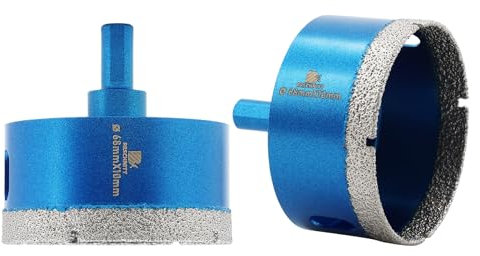 BRSCHNITT Lot de 2 forets diamantés à sec avec tige triangulaire pour porcelaine, carrelage, céramique, pierre, granit, marbre - 68 mm