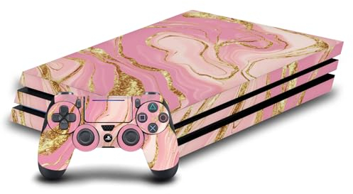 Head Case Designs Rosa Und Gold Marmor Vinyl Haut Gaming Aufkleber Abziehbild Abdeckung kompatibel mit Sony Playstation 4 PS4 Pro Console and DualShock 4 Controller