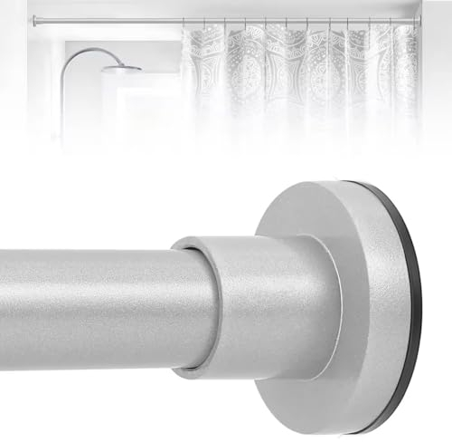 HTZON Duschvorhangstange, Federspannung: silberfarbene Duschstangen für Badezimmer, 83 bis 183 cm, 2,5 cm, modern, strapazierfähig, verstellbare Spannung, Duschvorhangstange, kein Bohren, rutschfest