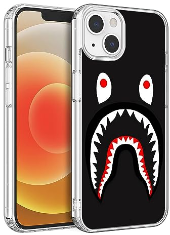 Generic Schutzhülle für iPhone 13, Cartoon-TPU, Rundumschutz, stoßfest, Fallschutz, transparent (Fashion-Bape-Shark-1)