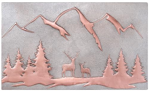 Spritzschutz, 45,7 x 76,2 cm, Hirsch-Szene, Grau und Kupfer