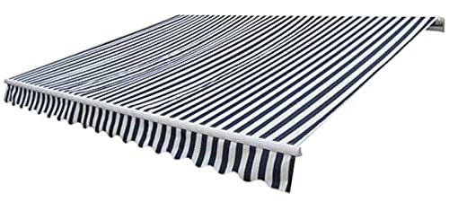 Gecheer Gelenkarmmarkise Markise Gelenkmarkise Terrassenmarkise Klemmmarkise Sonnenmarkise Sonnenschutz Balkonmarkise für Balkon,Terrasse,Garten Handbetrieben 300 cm Blau/Weiß