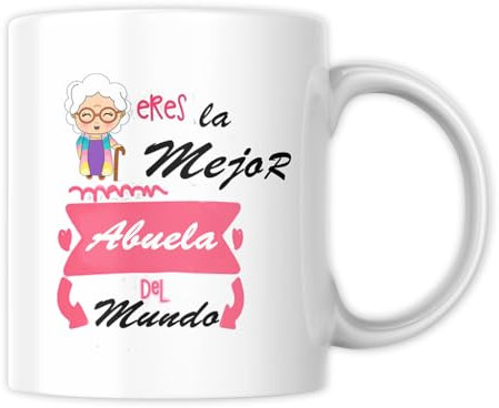 Generic Taza de regalo para abuelas - Tazas Cafe para abuelas, Apta para microondas y lavavajillas, 350ml de ceramica, Día de la madre, Día de los abuelos, Eres la mejor abuela del mundo
