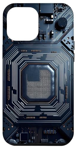 Carcasa para iPhone 12 Pro Max Placa base Microchip Negro TI Ordenador Gráfico de fondo