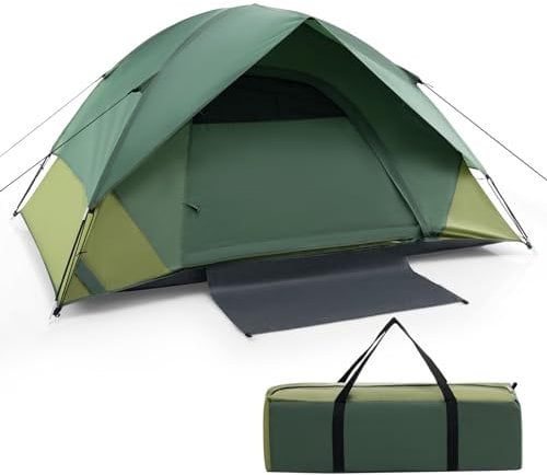 COSTWAY Zelt für 2 Personen, ultraleichtes Campingzelt mit abnehmbarem Regenschutz, Fenstern & Bodenplane, wasserdicht, Kuppelzelt kleines Packmaß für Trekking, Camping