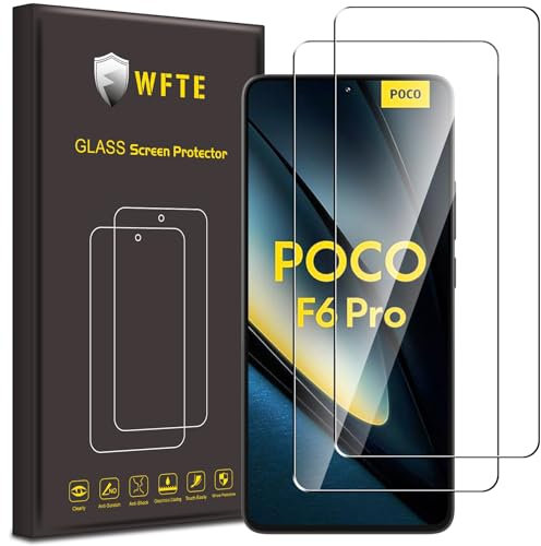 WFTE [2-Pack Protector de Pantalla para Xiaomi Poco X7 Pro 5G/Xiaomi Poco F6 Pro,9H Dureza,Huellas Dactilares Libre,Sin Burbujas,Cristal Templado Protector de Pantalla