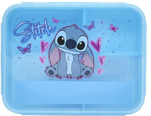 Disney Stitch Kids - Lonchera oficial Stitch Merchandise by Polar Gear - Regalos de puntada para niñas - Suministros de regreso a clases - Fiambrera de 3 compartimentos para niños