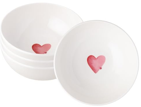 Villeroy & Boch With Love Müslischalen Sending Love 4er Set, 590 ml, Vielseitige Schalen für Suppe, Salat und Ramen, Premium Porzellan, spülmaschinen- & mikrowellengeeignet