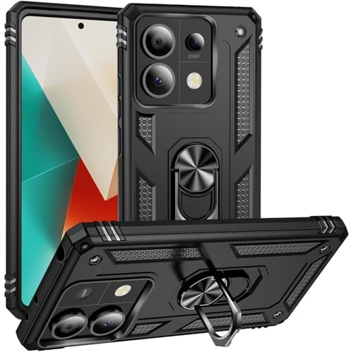 Verco Hybrid Armor Shield Case für Xiaomi Redmi Note 13 Pro 5G Hülle, extrem robust mit Magnet Fingerring Halter Handyhülle für Redmi Note 13 Pro 5G Panzerhülle, Schwarz