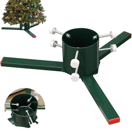 Starbover Weihnachtsbaumständer für lebende Bäume, Christbaumständer Metall für Stämme von von 4-14cm, Tannenbaumständer Weihnachtsbaumhalter Stand für bis zu 7FT lebenden&künstlichen Bäumen, Grün