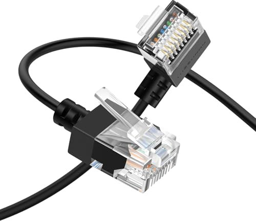 Thzzhnno Cable Ethernet Cat6A en ángulo Derecha 90° Grados 1M, Cable de conexión Ethernet Cat6Rj45 LAN Cable de hasta alta velocidad 10Gbps 550MHz para PC, Router, Impresora