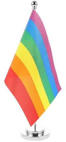 Gogogmee Regenbogen Flagge Tischaufsteller Aus Metall Tragbare Lgbt Fahne FüR Partys Leicht Und Stabil Dekoration FüR Besondere AnläSse