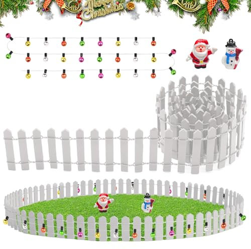 Mini Recinzione per Giardino, 90 x 5cm Miniatura Recinzione Giardino, Staccionata in Legno per Albero di Natale per Miniatura Giardino, Casa Delle Bambole, Bonsai, Accessori per Micro Paesaggi