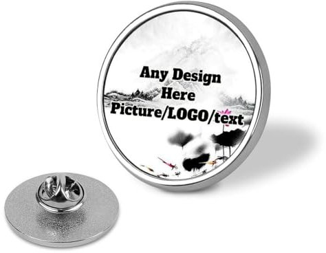 KQISANGM Personalisierte Anstecknadel mit Ihrem Bild, Foto, Text, Logo – Individuelle Runde Anstecknadel mit Schmetterlingsverschluss für Hemd, Jacke, Business, Hochzeit, Personalisiert, 2,5 X 2,5 Cm