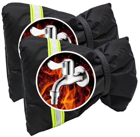 Wondora 2Pcs Protection Robinet Extérieur, Housses De Robinet D'extérieur With Reflective Stripes, Winter Outside tap Cover Suitable for Winter Frost Protection and Waterproofing (25 x 16cm)