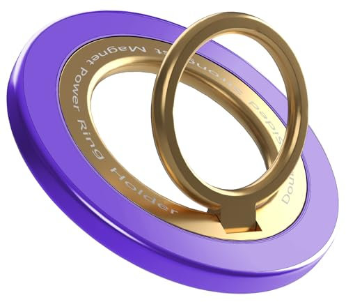 Magnetic Phone Ring Holder for MagSafe pop Socket,【Two-Sided Magnetic】 360° Rotation Magnetic Phone Grip for iPhone 16/15/14/13/12 Series/Samsung/Google,Pop Socket for iPhone(Purple with Gold)