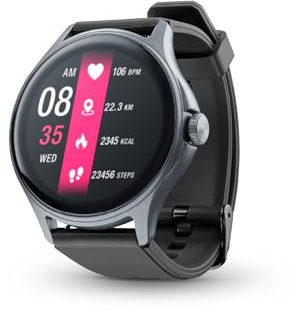 cellularline - ION PRO Round - Bluetooth® Smartwatch mit App - 1,38 Display - Anrufannahme - Wasserdicht und staubdicht - Überwachung der körperlichen Aktivität - Funktioniert mit App ION - Schwarz
