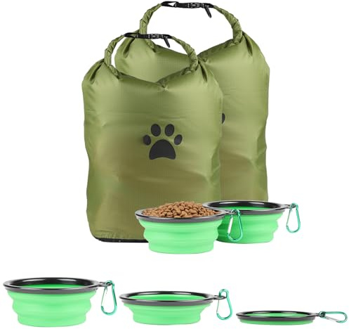 Lolytama Pet Food Storage Bags (2 Pack),Dog Food Travel Container,Portable Dog Food Carrier,with 2PCS Collapsible Dog Travel Bowls,for Container Bag for Camping & Dog Boarding - Keeps Food Fresh
