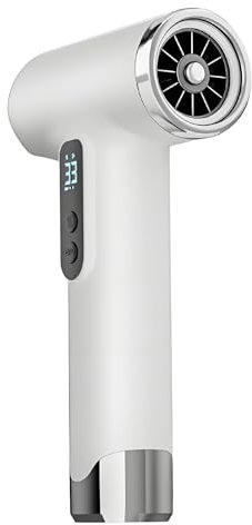Haartrockner, 100.000 U/min, 15.000 MAh, Wiederaufladbarer USB Föhn, 200 W, Schnell Trocknender Fön mit Düse für Zuhause, Reisen (White)