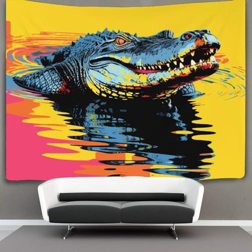 XIAOCHENG 3D Druck Oil Painting Crocodile Wandteppiche Poster Ornament Wandbehang Wandteppich Wanddeko Wandbehang Für Wohnzimmer Schlafzimmer Tapisserie 70cmx100cm