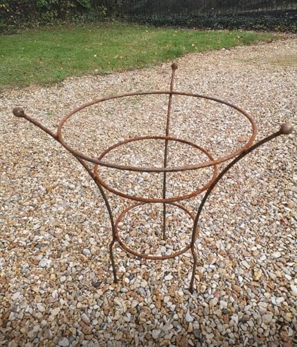 Premium Heavy-Duty Peony & Shrub Rose Support (Large),10mm Solid Steel Plant Support Ring – 28 (71cm) Tall x 21.5 (55cm) Top Ring – Bare Metal Patina Finish – Fully Assembled, UK Made Plant Support