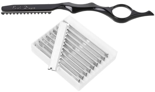 HAPINARY Manueller Haarrasierer Ausdünnung Mit 11 Klingen Metall Rasiermesser Haarschneidegerät Für Herren Friseur Haartrimmen Schwarzer Griff
