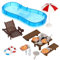BESTonZON Realistische Puppenhaus-Pool-Szene 2 Sets Miniatur-Pool Schwimm- Und Strandstuhl Perfekt Für Miniatur-puppenhaus-bausatz