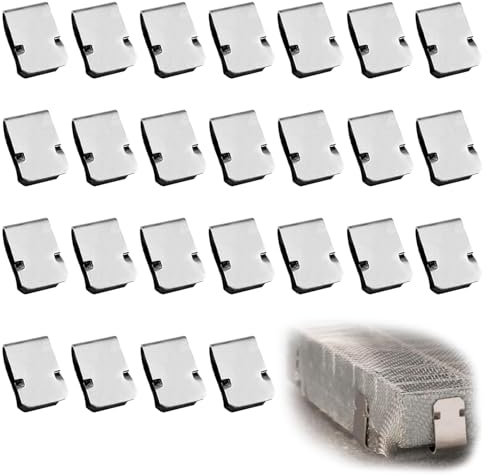 Lot de 25 pinces à ressort en U en acier inoxydable - 21,4 mm x 12 mm - Pinces de fixation réutilisables - Pinces à ressort en acier inoxydable - Pour grille de fixation de câble - Tube de 3,5 mm
