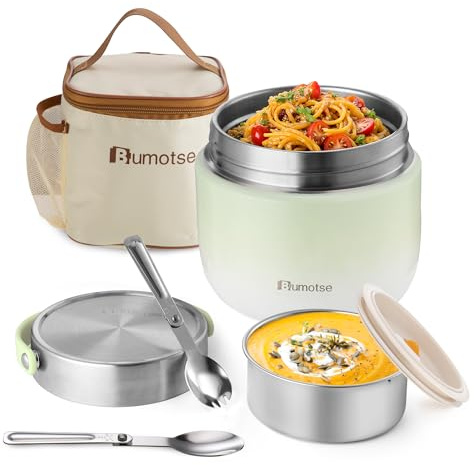 Bumotse 40 oz Insulated Food Jar, Dual Compartments, 8-Hour Heat Retention