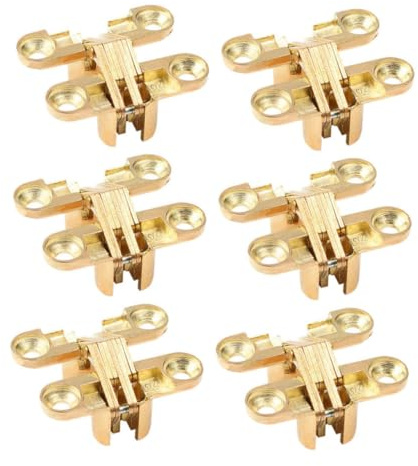 SEWACC 6pcs Zinc Alloy Folding Door Hinges Gold Hidden Flap Table Holder for Folding Shelves Concealed Shelf Hinges with Opening Angle and Noise-reducing Design