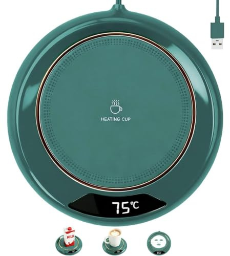 Coffee Mug Warmer, Milk Candle Warmer with 3 Temperature Settings 55 65 75 ℃ Portable USB Powered Heated Coaster 8-Hour Auto Shut-off Touch Control Non-Slip Base Drink Warmer for Desk Office Home